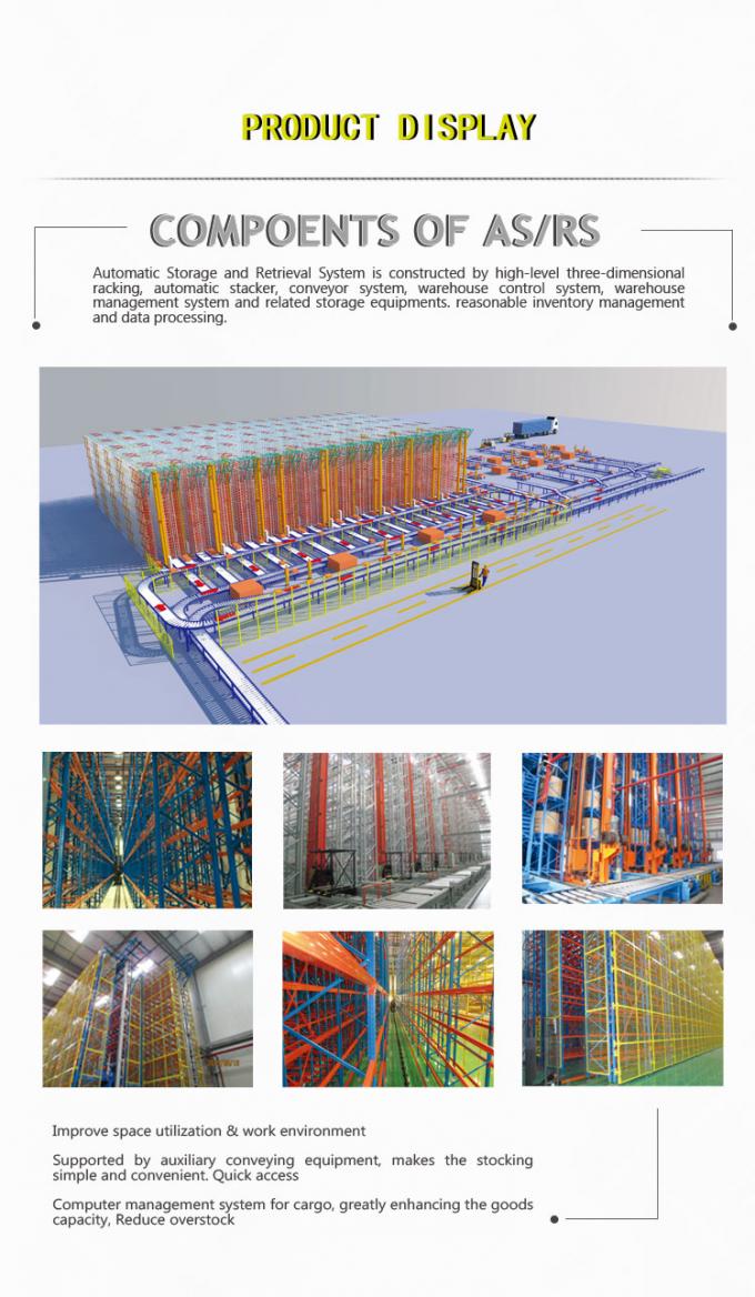 OEM Depolama Tam Otomatik Depo Sistemi ASRS Sarı Mavi Renk 0