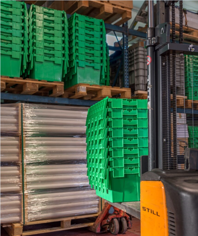 Lojistik ambalaj Hareketli Plastik Tote Depolama Kutusu Büyük Yüklenebilir Kapağıyla Yüklenebilir 4